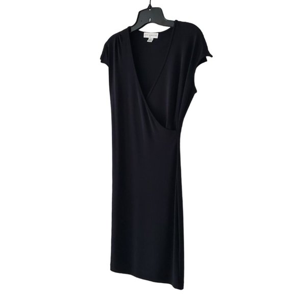 Petite Sophisticate V-Neck Surplice Midi Sheath Dress | Like New | XSP | Black - Picture 2 of 10